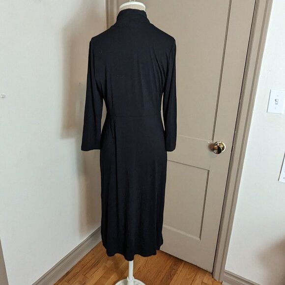 Rachel Zoe Dress Mock Neck Long Sleeve Jersey Knit Shift High Neck Black Small - Picture 4 of 7